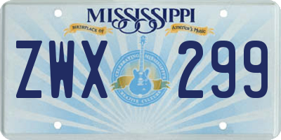 MS license plate ZWX299
