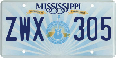 MS license plate ZWX305