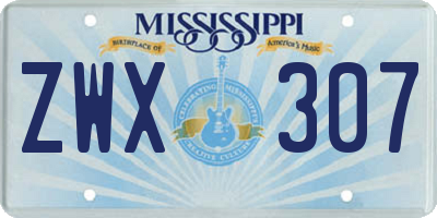 MS license plate ZWX307