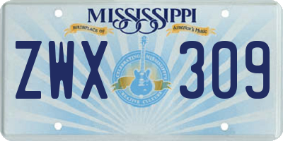 MS license plate ZWX309