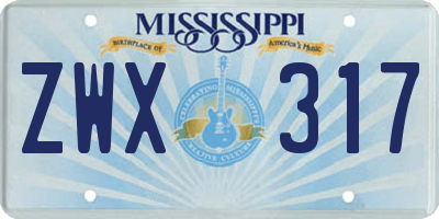 MS license plate ZWX317
