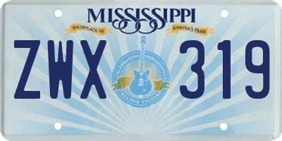 MS license plate ZWX319