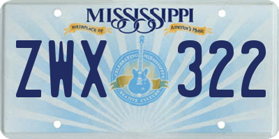 MS license plate ZWX322