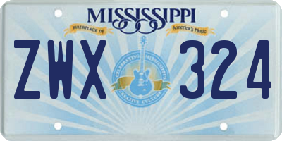 MS license plate ZWX324