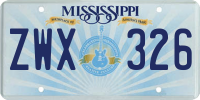 MS license plate ZWX326