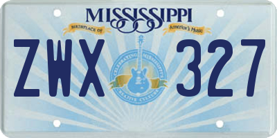 MS license plate ZWX327
