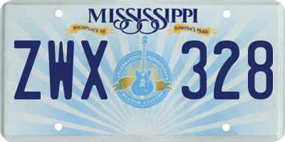 MS license plate ZWX328