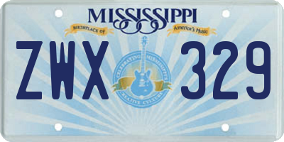 MS license plate ZWX329