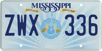 MS license plate ZWX336