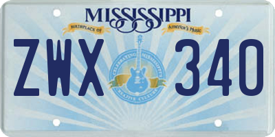 MS license plate ZWX340