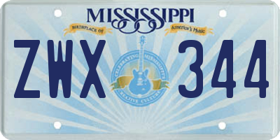 MS license plate ZWX344