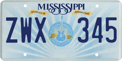 MS license plate ZWX345