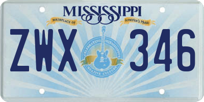 MS license plate ZWX346
