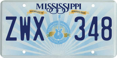 MS license plate ZWX348