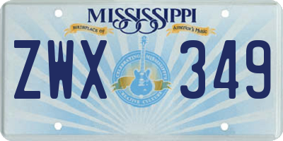 MS license plate ZWX349
