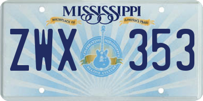 MS license plate ZWX353