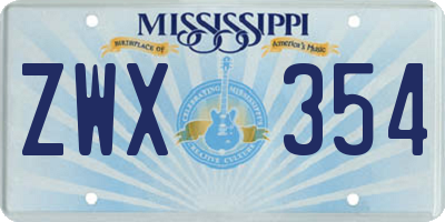 MS license plate ZWX354