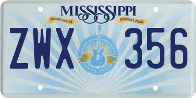 MS license plate ZWX356