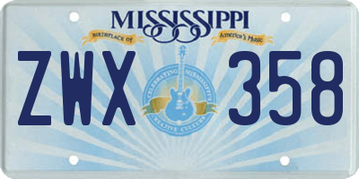 MS license plate ZWX358