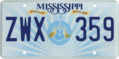 MS license plate ZWX359