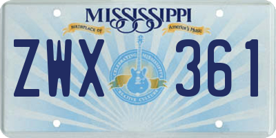MS license plate ZWX361