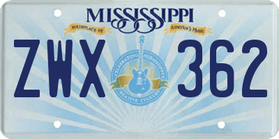 MS license plate ZWX362