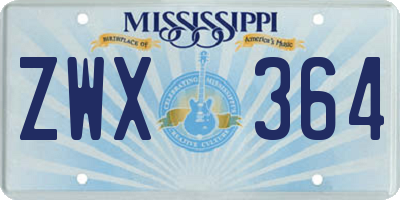 MS license plate ZWX364