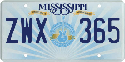 MS license plate ZWX365