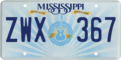 MS license plate ZWX367