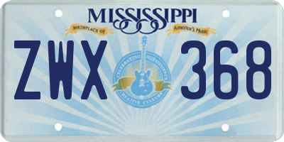 MS license plate ZWX368