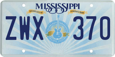 MS license plate ZWX370