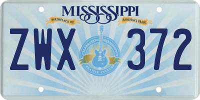 MS license plate ZWX372