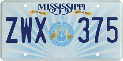 MS license plate ZWX375
