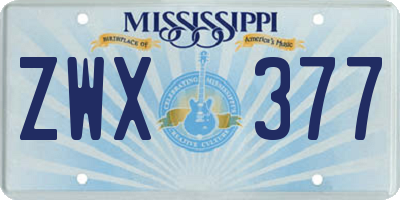 MS license plate ZWX377