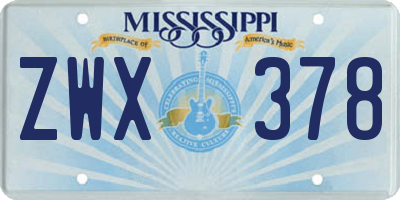 MS license plate ZWX378