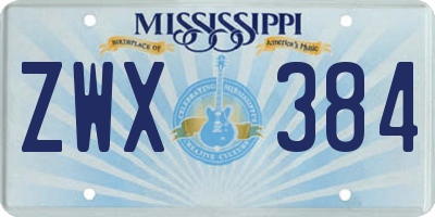 MS license plate ZWX384