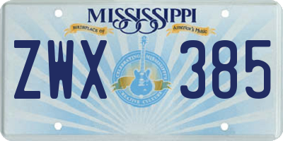 MS license plate ZWX385
