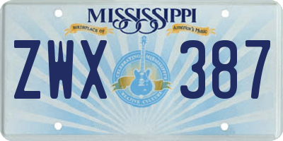 MS license plate ZWX387
