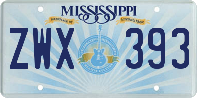 MS license plate ZWX393