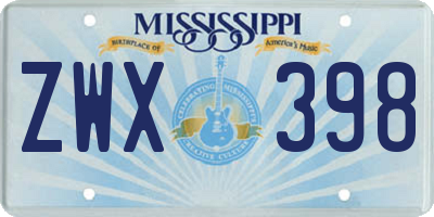 MS license plate ZWX398