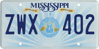 MS license plate ZWX402