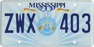 MS license plate ZWX403