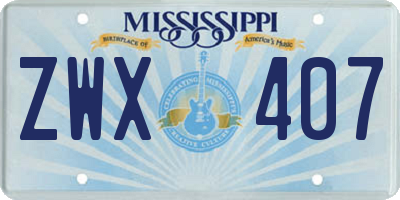 MS license plate ZWX407