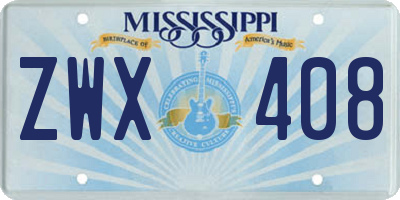 MS license plate ZWX408