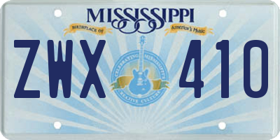 MS license plate ZWX410