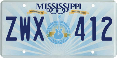 MS license plate ZWX412