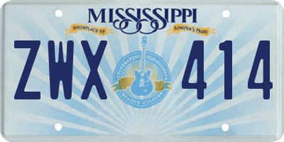 MS license plate ZWX414