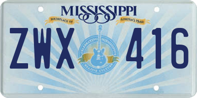 MS license plate ZWX416