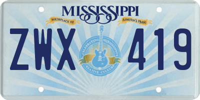 MS license plate ZWX419