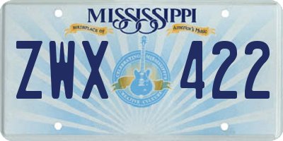 MS license plate ZWX422